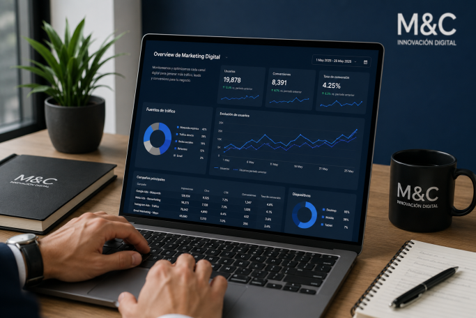Gráficos y datos de rendimiento financiero en una pantalla de computadora portátil.